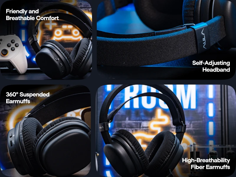 AULA G7 Kabelloser Gaming-Kopfhörer mit Kabel/BT/2,4 GHz und abnehmbarem Mikrofon mit Geräuschunterdrückung, RGB-Beleuchtung für PS4/PS5/PC/Switch – Detail 8