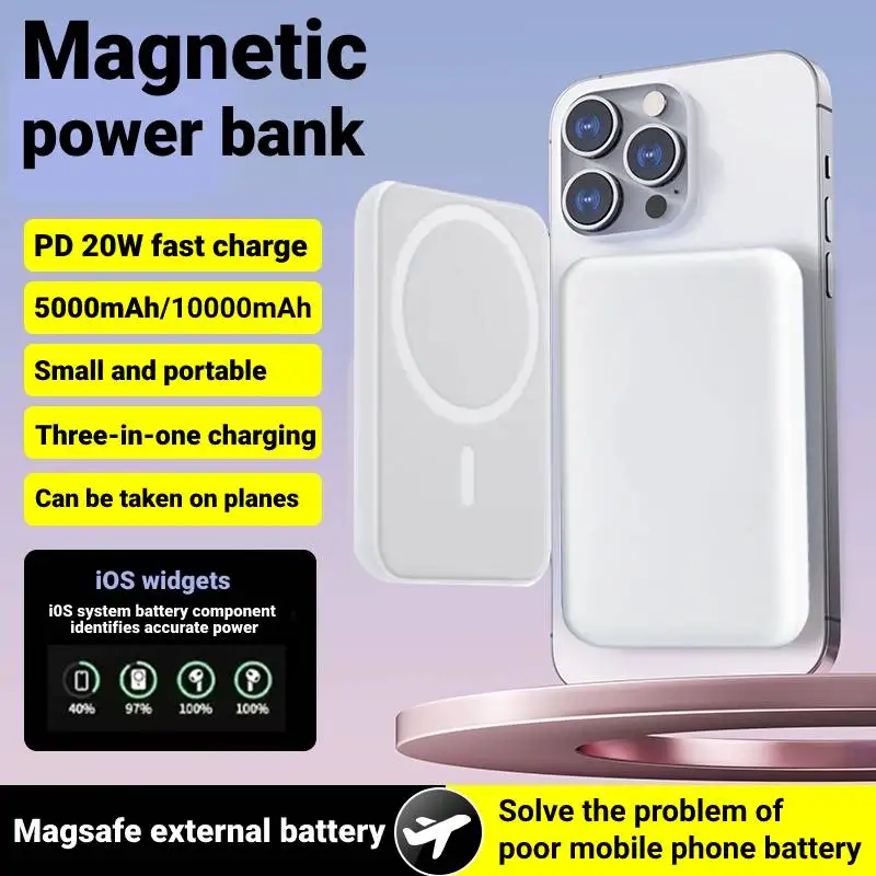 

For MagSafe Portable Charger, 5000mAh/1000mAh Wireless Magnetic Power Bank, Ultra-thin Mobile Phone Battery Pack (For iPhone12-1