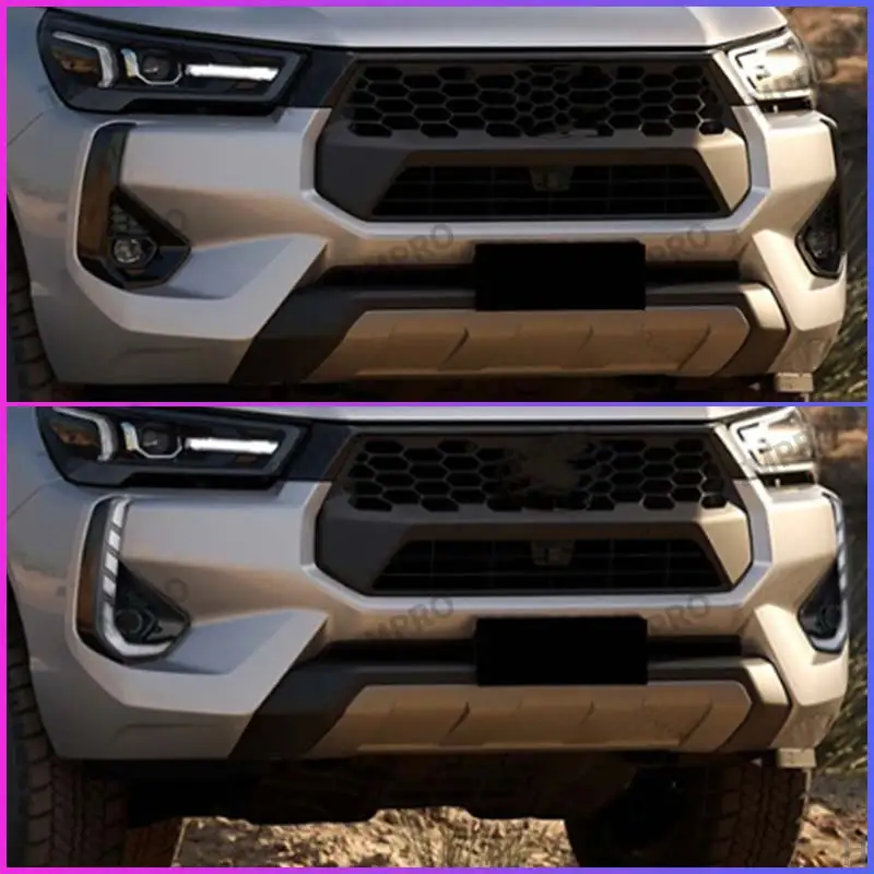 LED Daytime Running Light DRL For Toyota Hilux Revo 2024 + Dual Color White Amber Turn Signal Fog Lamp Cover Day Running Light