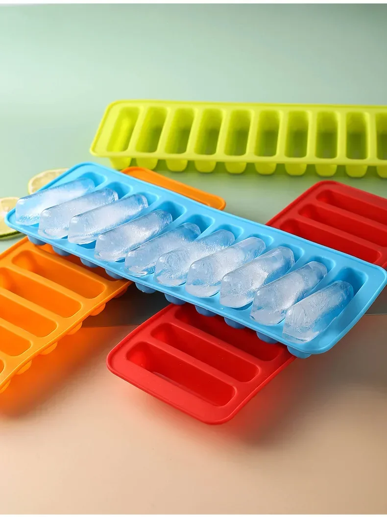 10 Holes Silicone Forms Long Strip Finger Biscuit Silicone Mold Oven Cake Puff Ice Cube Mould Tray Bakeware DIY Baking Tools