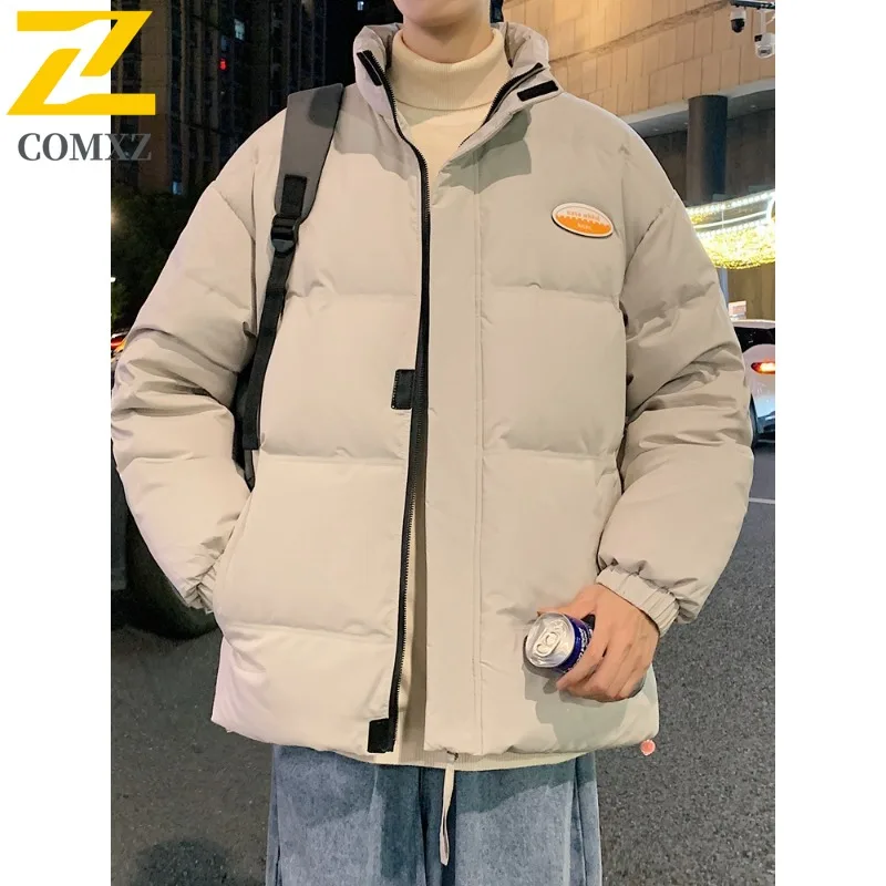 COMXZ Student Winter New Men Down Jacket Youth Casual Stand Collar Thermal Thickened Casual outdoor Thickened Cold Proof Coat