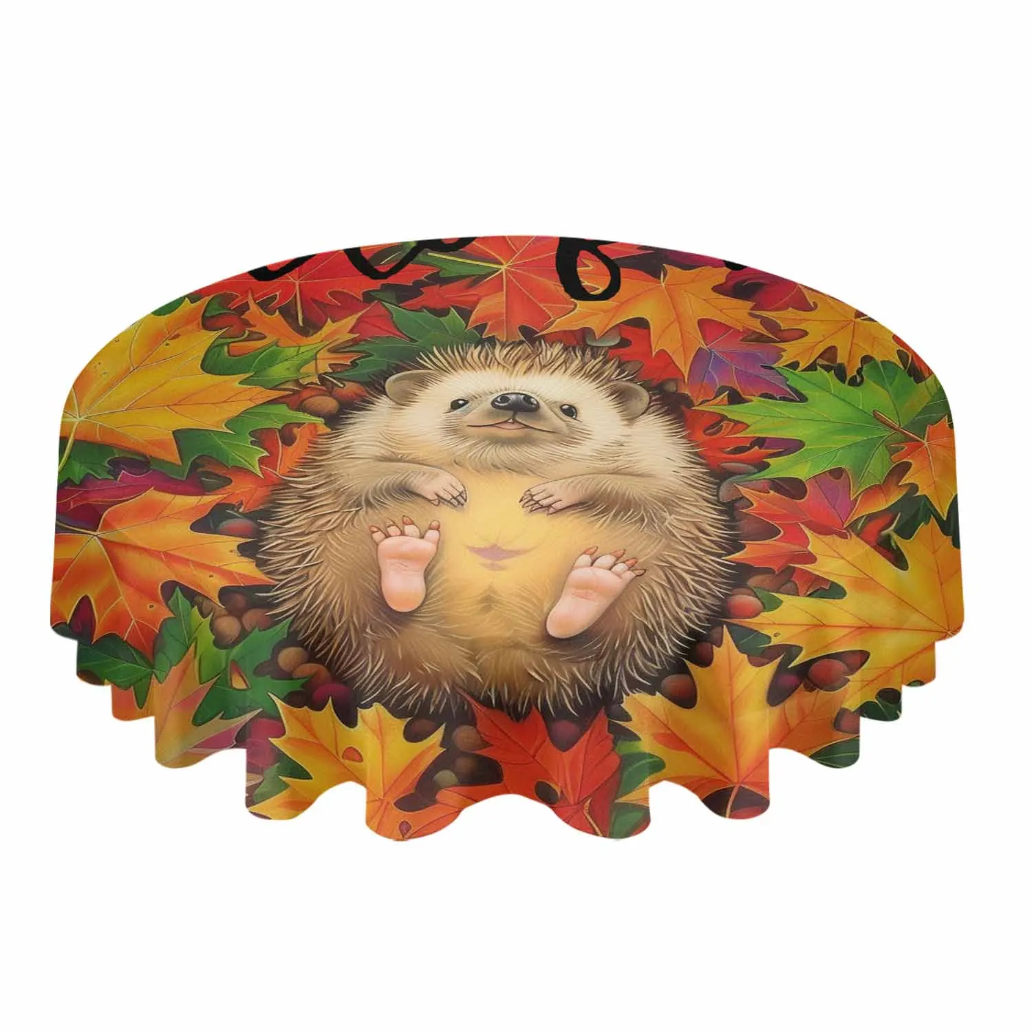 Autumn Leaves Hedgehog Retro Waterproof Tablecloth Wedding Holiday Table Cloth Dining Table Cover Tea Table Cloth