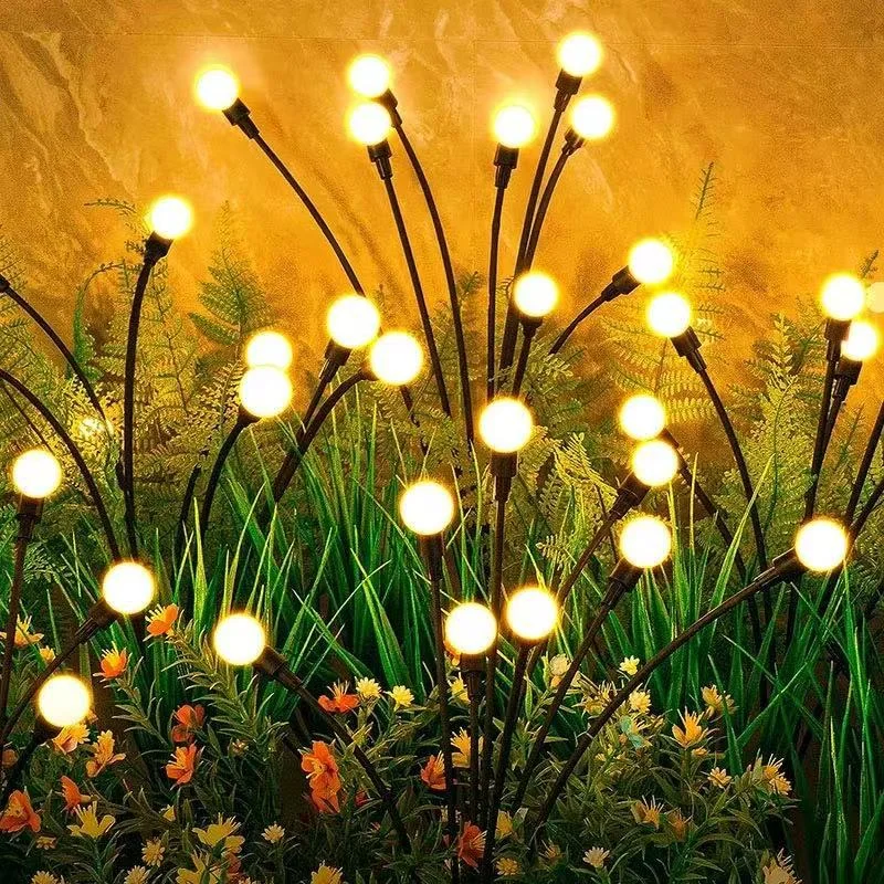 Firefly Lights Solar Garden, Waterproof LED Stake Swaying for Outdoor Yard Patio Lawn Pathway Walkway Landscape Decor Party
