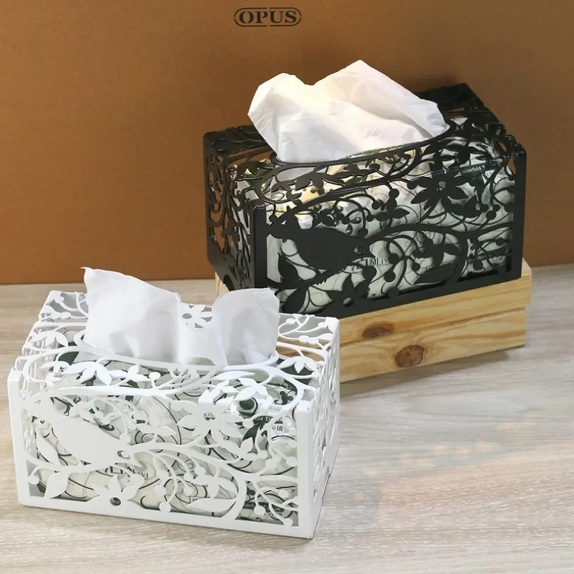 Creative forest bird singing tissue paper box