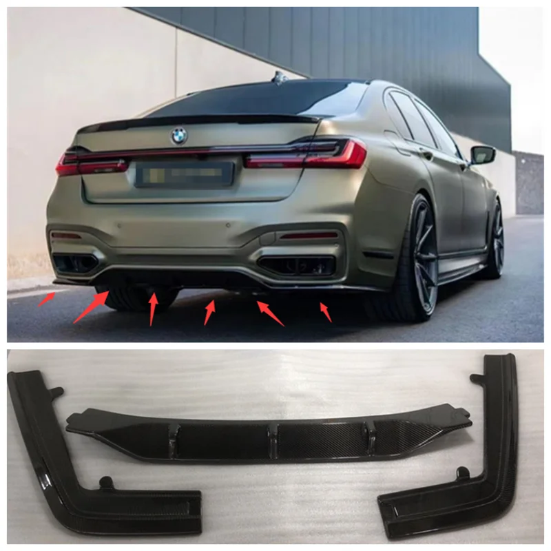 

Real Carbon fiber Rear Trunk Diffuser Bumper Lip Spoiler Splitters Cover For BMW 7 Series G12 730LI 740LI 2019-2022