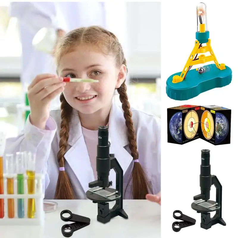 Children Microscope Biology Lab School Science Experiment Kit Education Scientific Toys Gifts for Kids Scientist