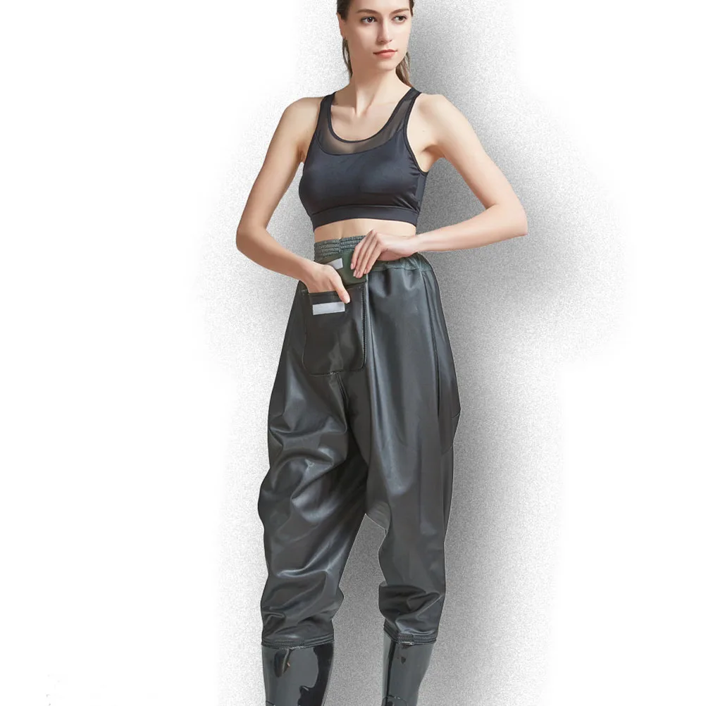 

Water Pants Fishing Pants Waterproof Waist Hip Waders for Men Women Durable Material Storage Pocket Lightweight