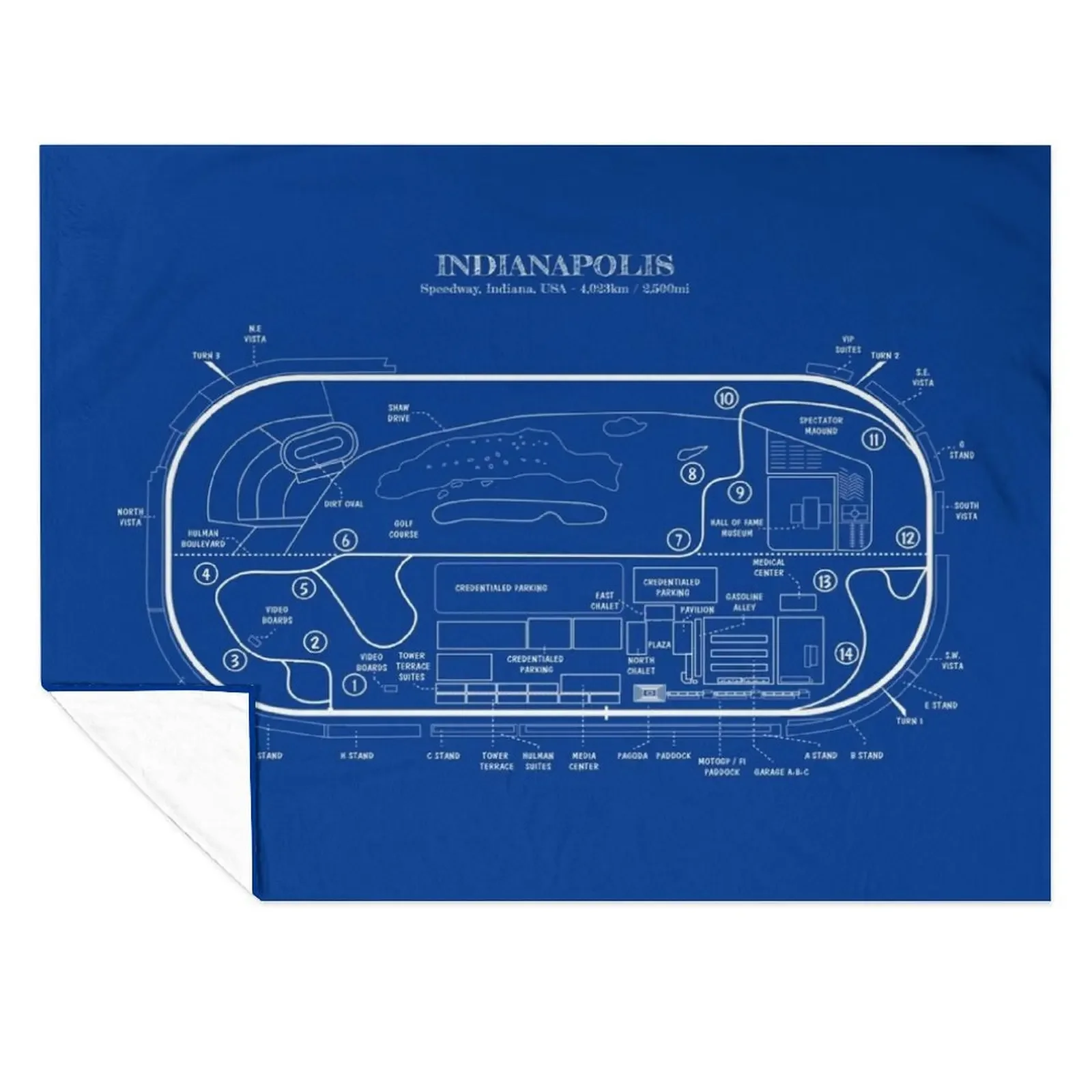 

Indianapolis Motor Speedway (White Stencil-No Background) Throw Blanket Softest Summer Comforter Furry Blankets