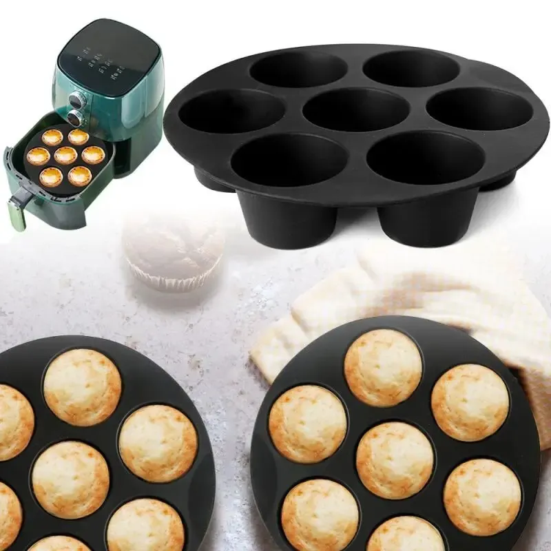 Silicone 7 Holes Cake Mold Home Party Baking Utensils Diy Cylindrical Mold Air Fryer Accessories Baking Tools Cake Molds