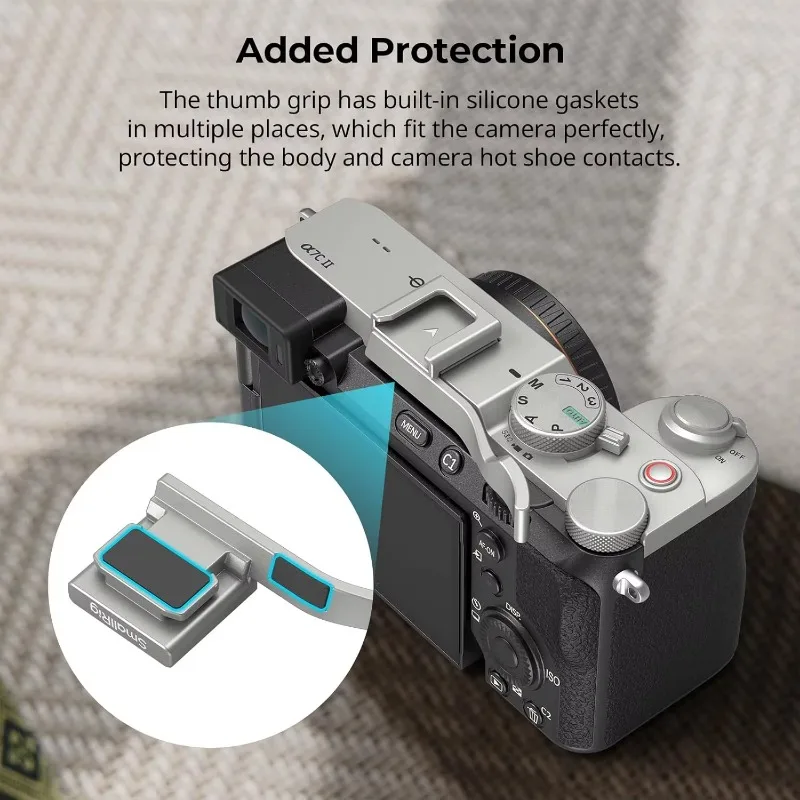 Ergonomic Silver Thumb Grip Handle for Sony A7C II A7CR A7C Camera Photo Studio Microphone Weight Balance Accessory