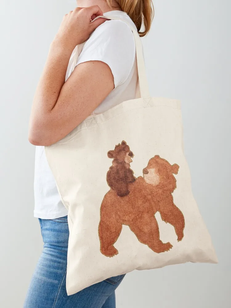 Watercolor Silhouette Brother Bear Koda and Kenai Tote Bag Large bags for women ecological bags Women's shopper Canvas Tote Bag