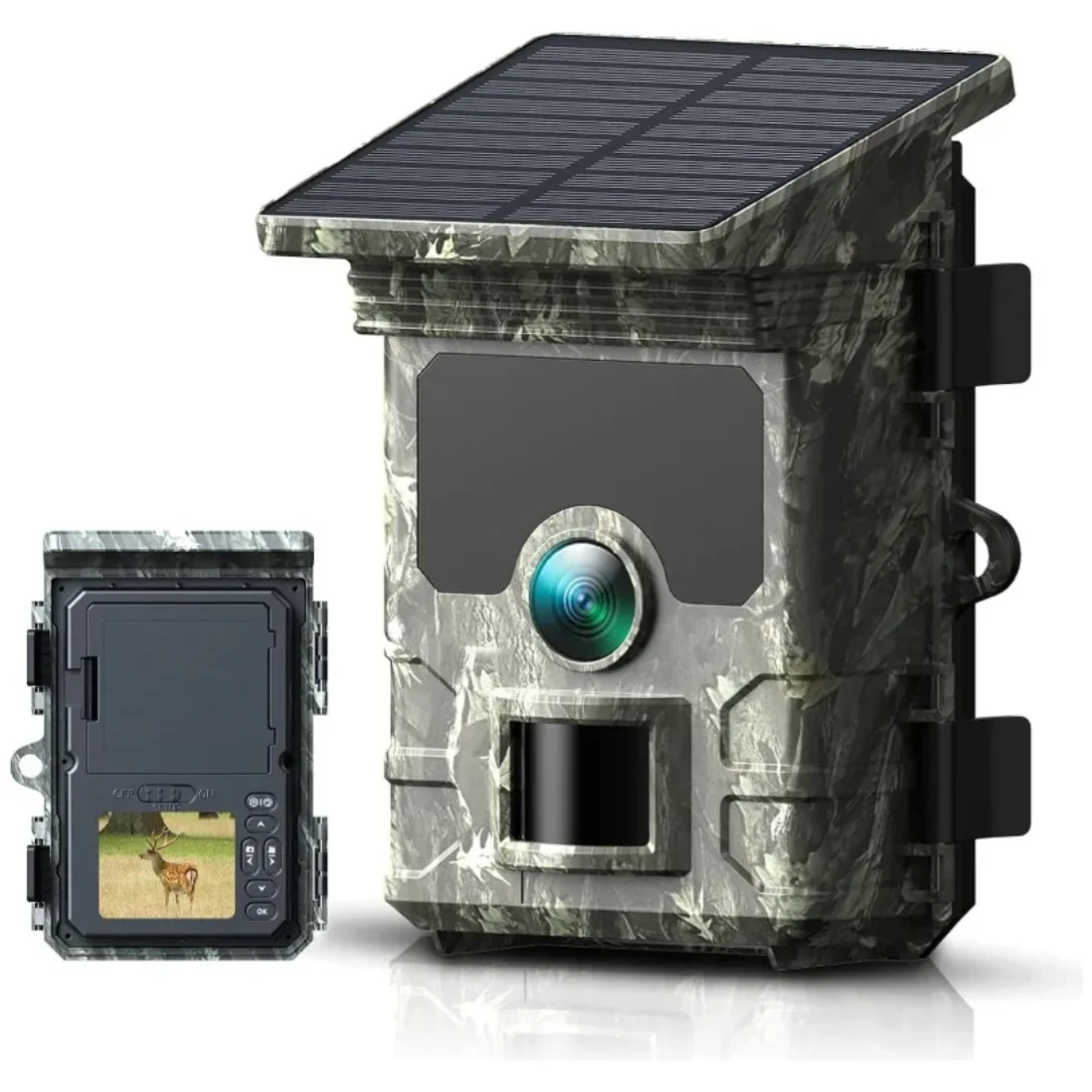 

30MP 2K Solar Panel Hunting Camera Infrared Night Vision Monitoring Wildlife Trap Trail Camera Video Photo Recorder Cam