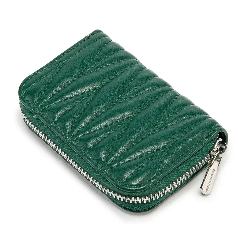 

Fashion Women's Anti-magnetic RFID Card Bag Sheepskin PU Leather Designer Wrinkle Credit Cards Holder Wallet Women Coin Purse