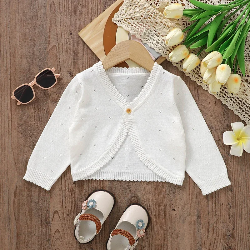 Baby Sweater Cotton Knitted Infant Girl Cardigan Fashion Hollow Out Newborn Chlid Clothing Long Sleeve Autumn Outerwear Knitwear