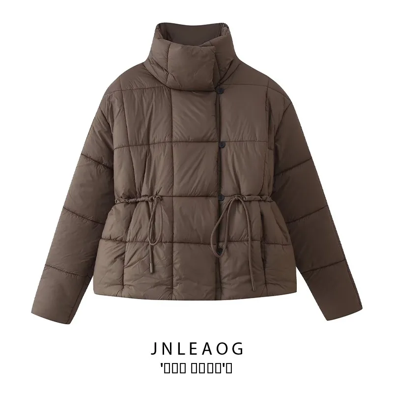 

Faionable ort Cotton Jaet Women's Street Sle Belted Waist Design Autumn New Arrival Cact Versatile Cotton Coat