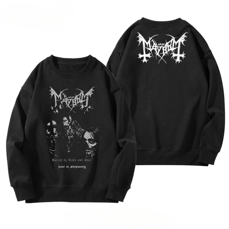 Sudaderas con Capucha de Cuello Redondo de la Banda Mayhem 2026 para Hombre y Mujer, Chaqueta de Forro Polar de Otoño e Invierno con Diseño de Rock Black Metal Noruego, a la Moda