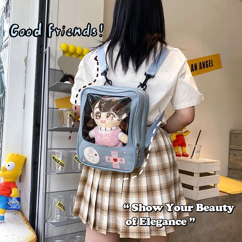 Y2K Cute Clear ItaBag Women\'s Lolita Backpack Kawaii Girl Shoulder Bag DIY Display Transparent Pocket Japanese Doll Tote Handbag