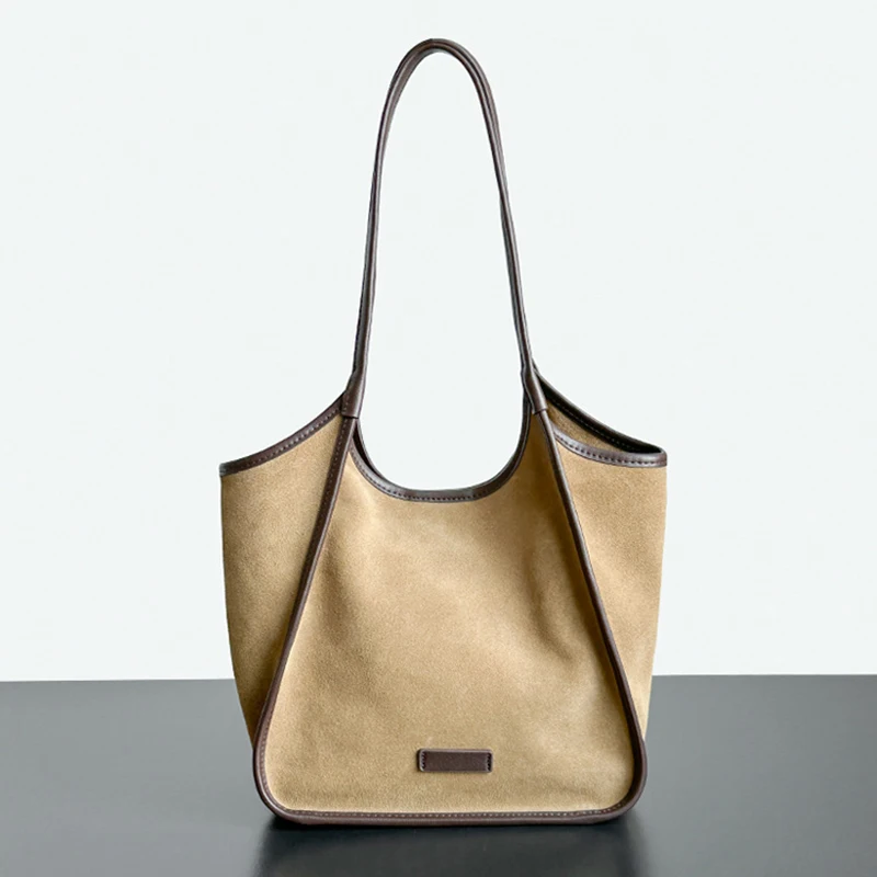 

Suede Tote Bag Women's Autumn and Winter New Matte Cow Leather Large Capacity Vintage Casual Handheld Shoulder Bag Women's Bag