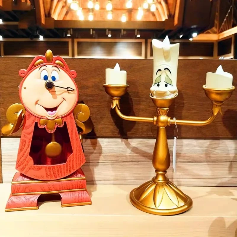 Disney Beauty And The Beast Cogsworth Mr Jam Action Figure  Koleksi Figurine Mainan Anak Luminous Model Untuk Anak-anak Toy Gift