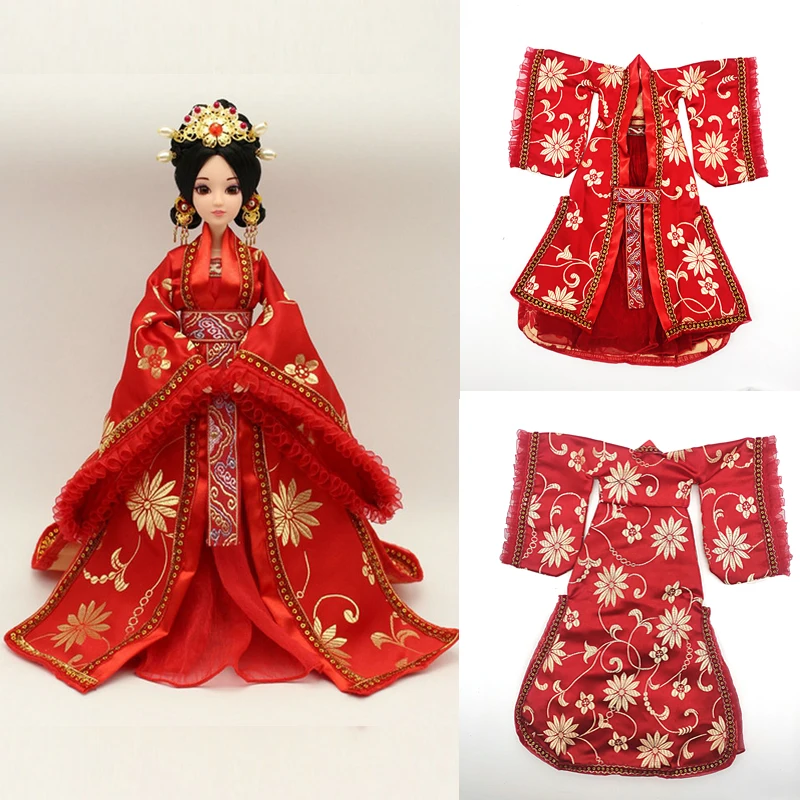 Handmade Bjd Doll Clothes Chinese HanFu Girl Dress BABI CLOTHES For Dolls 30cm Barbie Kurhn 1/6 Jointed Doll Accessories Toys