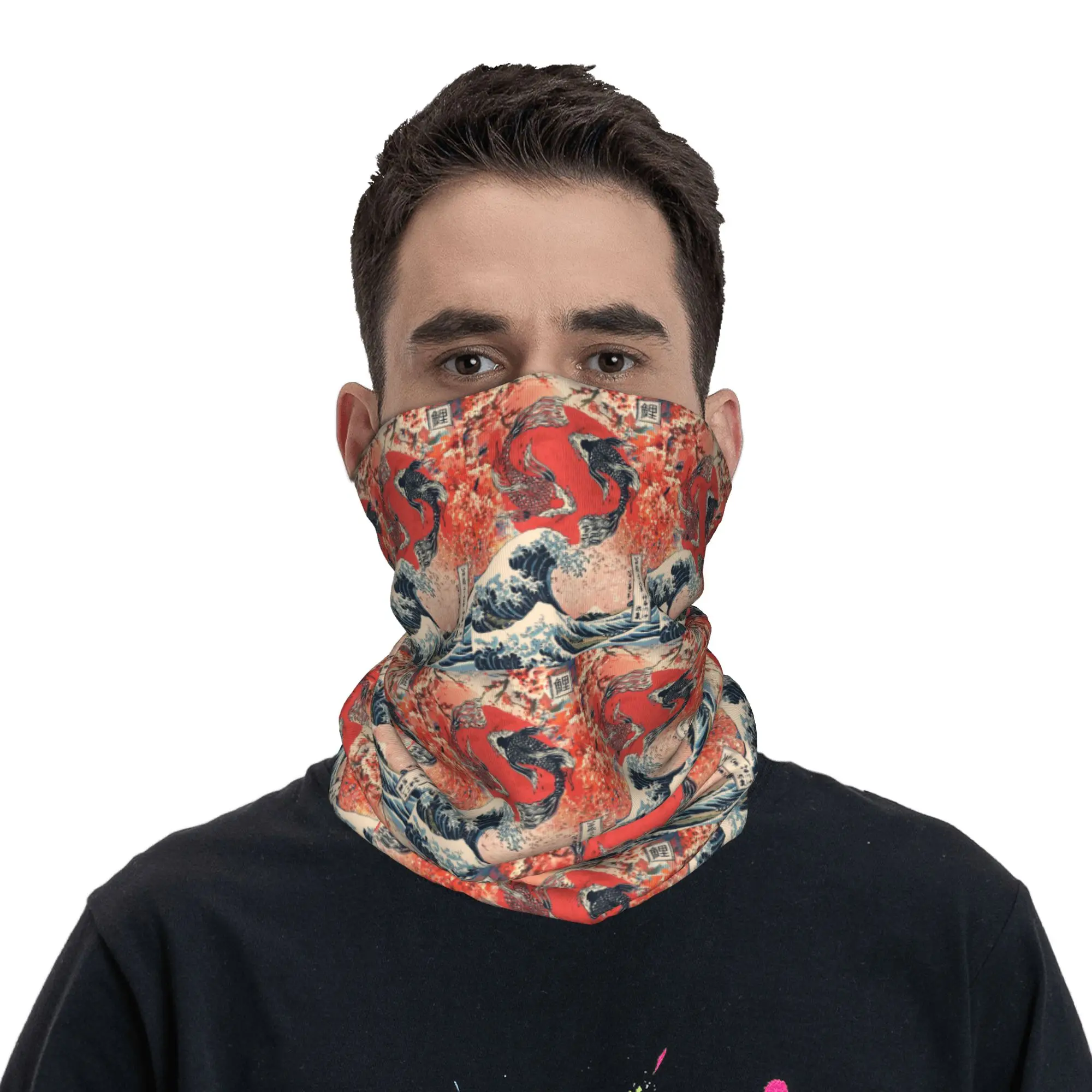 

Koi Fish and Great Wave off Kanagawa Bandana Neck Gaiter Printed Mask Scarf Headband Outdoor Sports Unisex Adult Breathable