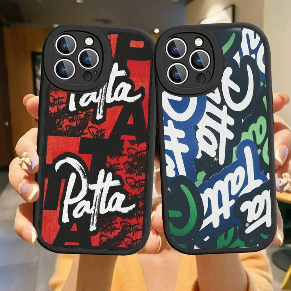 

Fashion P-patta Phone Case For iPhone 16 15 14 13 12 11 Pro Max Plus Leather Soft Cover