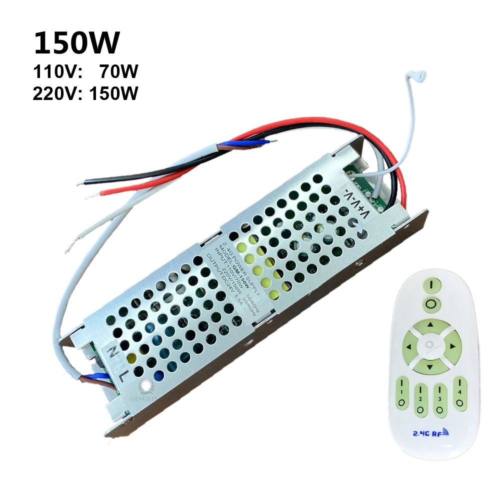 Output 24V 2.4G remote control LED driver  150W power suppply for dual colors LED strip dimming and color changing