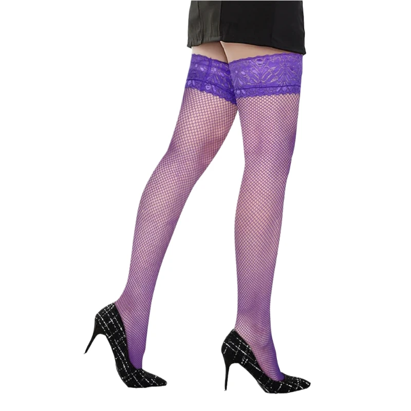 

7Color Women's Non-slip Silicone Stockings Erotic Stay Up Lace Stockings Sexy Thigh High Socks Fishnet Over Knee Hosiery Medias