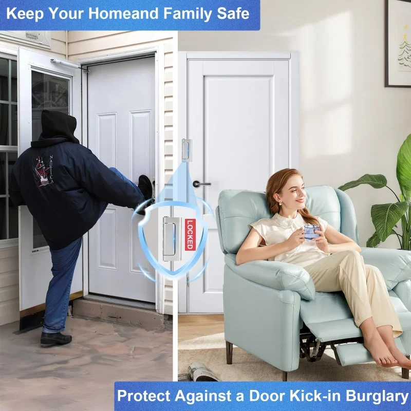 Aluminum Alloy Door Reinforcement Locks with Screw,Home Security Door Lock for Toddler,Childproof Door Lock,Night Lock,Door Stop