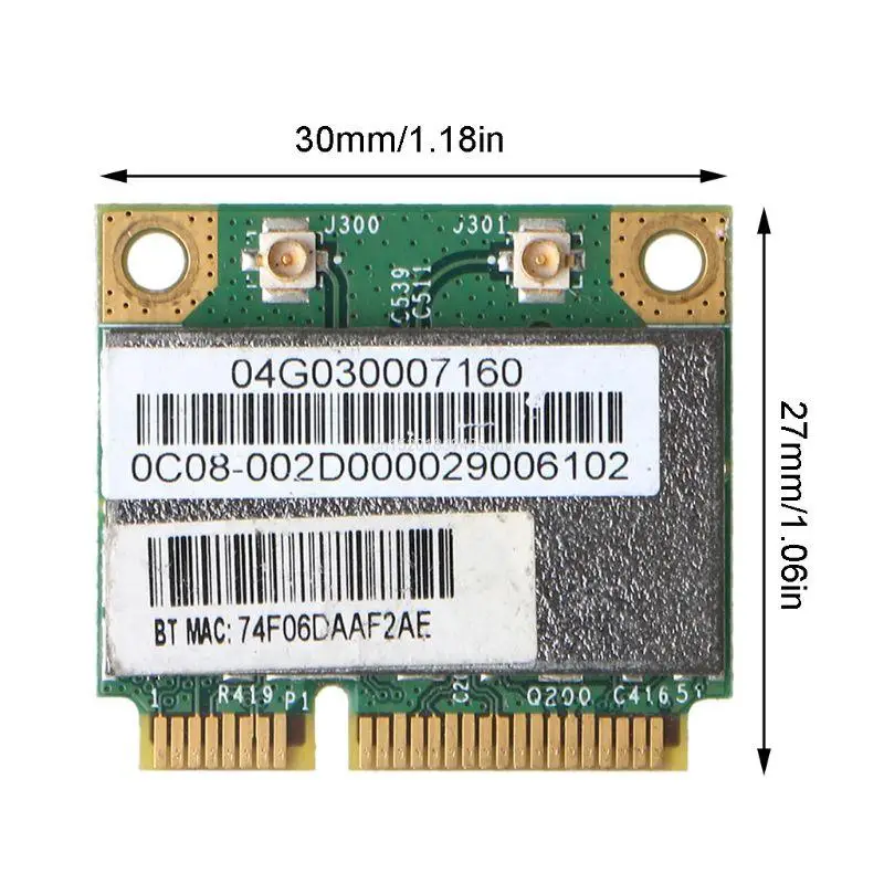 محول بطاقة واي فاي لـ BCM94313HMGB AW-NB047H BCM4313 بطاقة عمل شبكية نصف صغيرة Pci-e Wi-fi مع BT4.0 لاسلكية