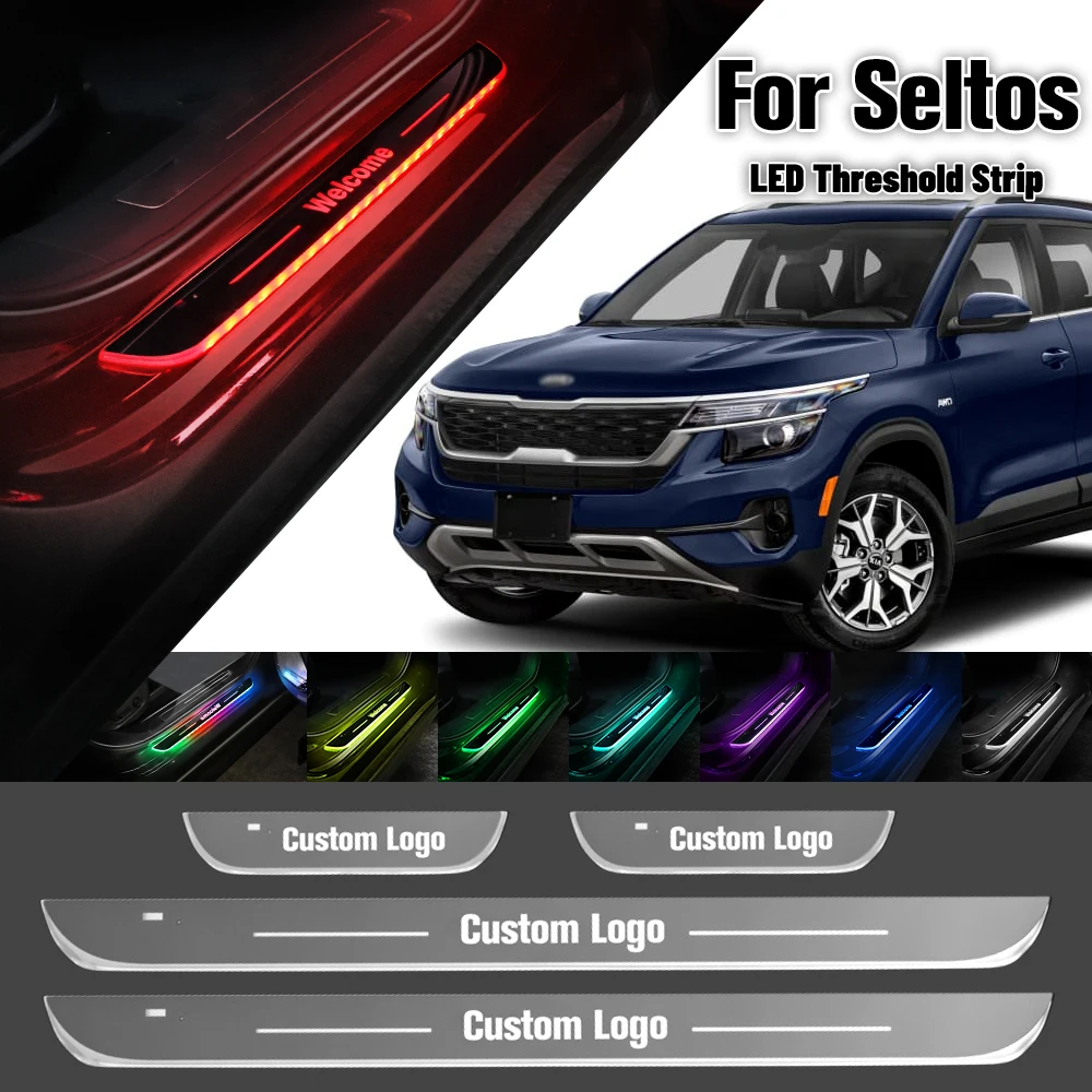 

For Kia Seltos 2019-2023 Car Door Sill Light Customized Logo LED 2020 2021 2022 Welcome Threshold Pedal Lamp Accessories