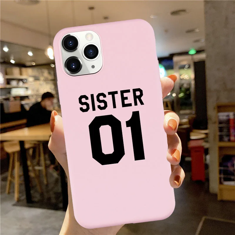 Best Friends Bff Sisters Phone Case for Iphone 7 8 Plus 12 11 Pro X 13 14 SE XR XS Sisters 01 02 03 Letter Silcone Phone Cover