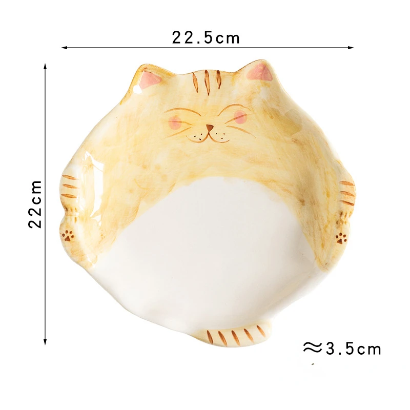 Japanese Cartoon Style Cute Cat Shape Plate Ceramic Dish Dinner Plate Breakfast Dessert Dish Tableware Home Kitchen Supplies