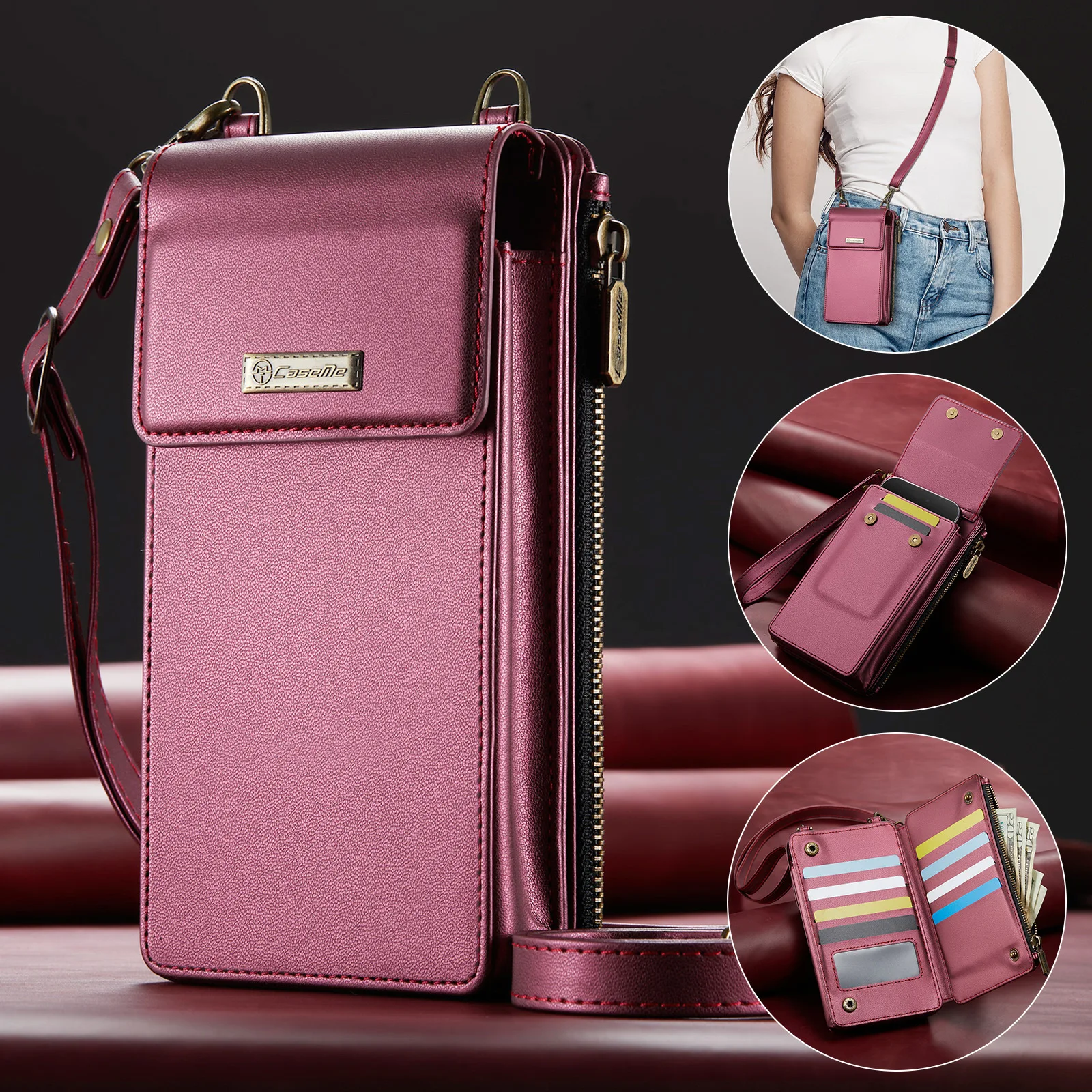 Вертикальная многофункциональная сумка для телефона для OPPO A5i A5X A5 A3 A2 A1X A1, кожаный карман через плечо с 10 карманами для OPPO F29 F25 F19 F17