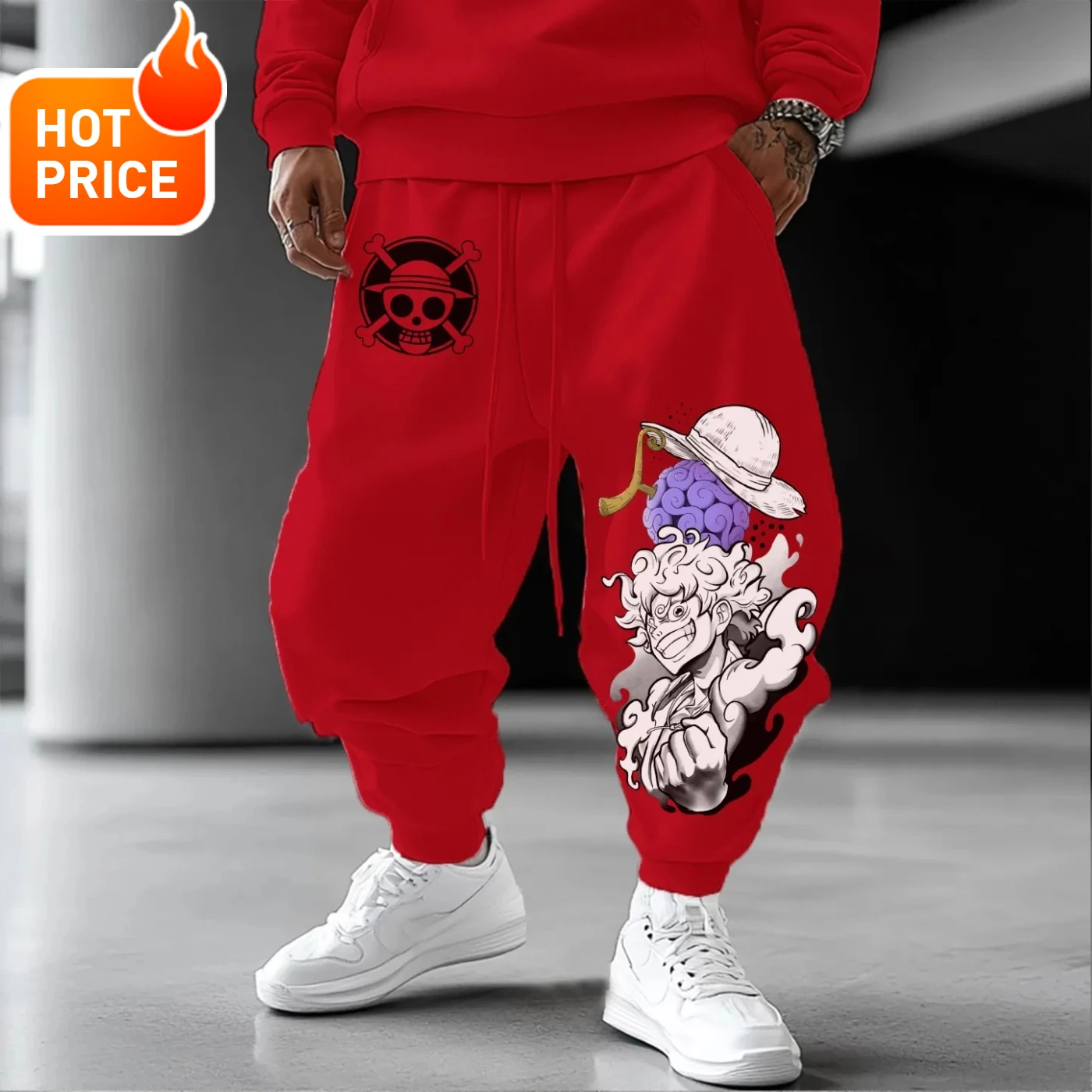 

Luffy цельный хлопок 2025 аниме мужские брюки новый Harajuku осень-зима тренд женские свободные повседневные модные спортивные штаны с манжетами