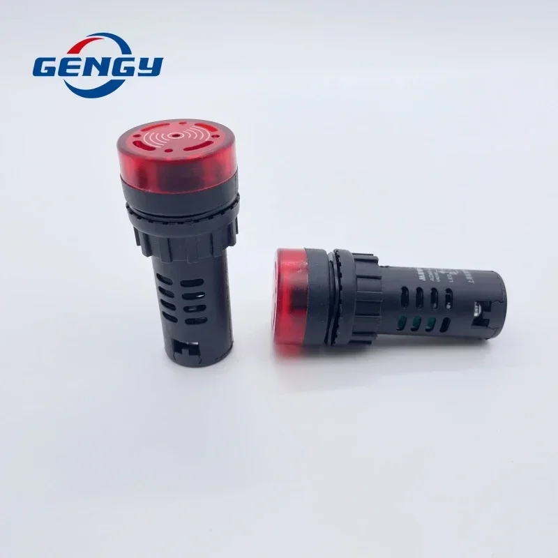 1/5/10 Pcs 22mm AD16-22SM 12V 24V 110V 220V 380V Flash Signal Light Red LED Active Buzzer Beep Alarm Indicator Lamp