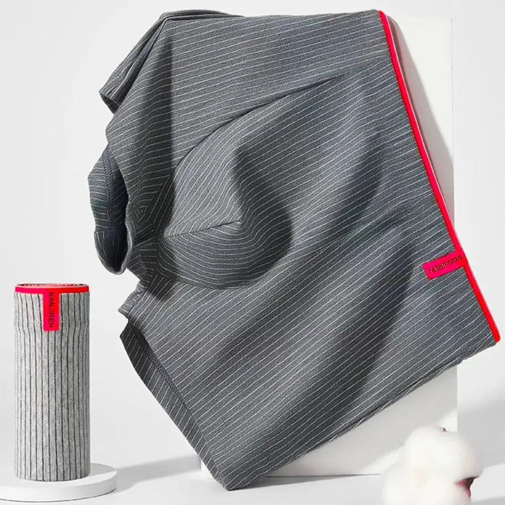 

4PCS Breathable Stripe Men's Flat Panties Large Size Loose Men Boxer Low Waist Underpants Underwear for Man Male