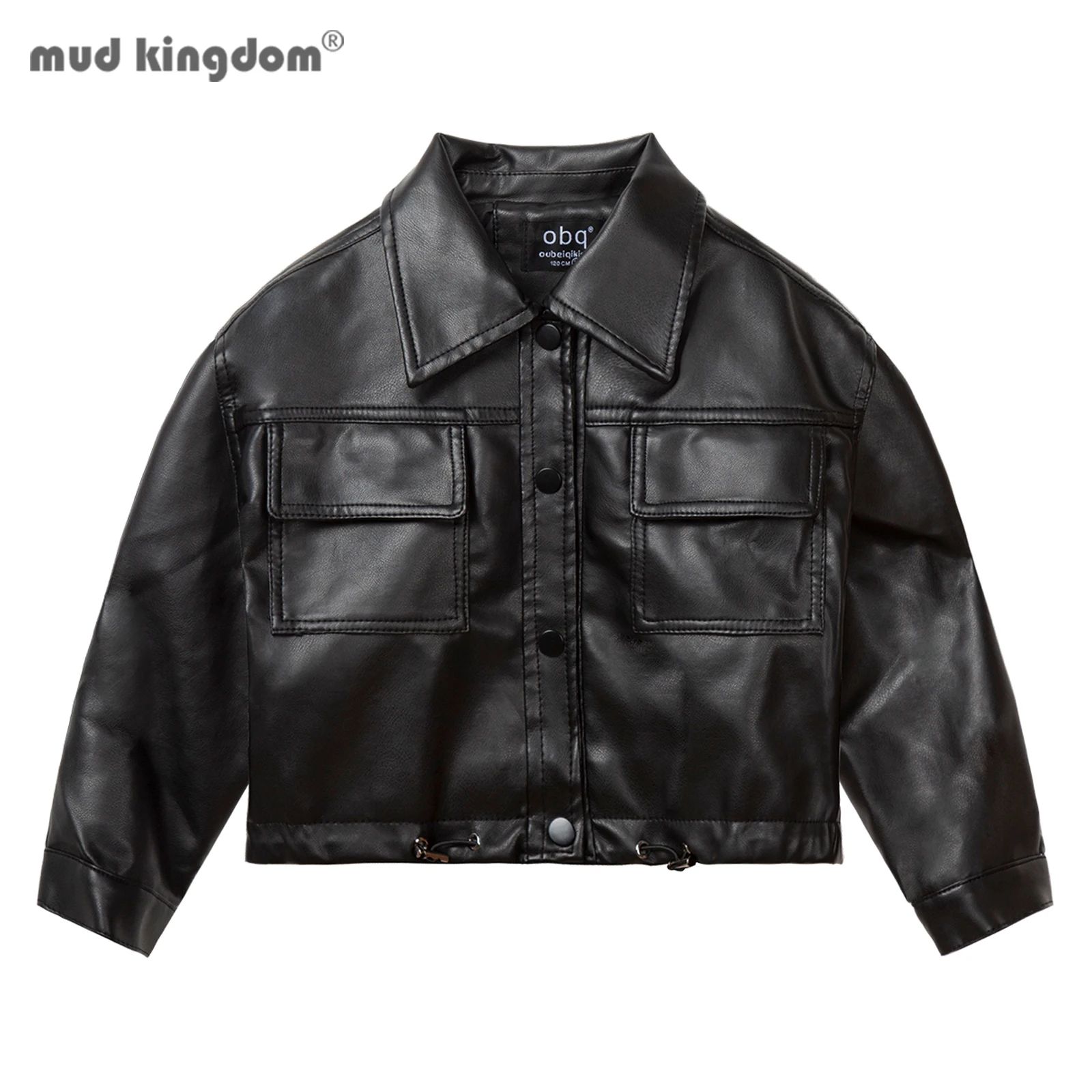 

Mudkingdom Baby Girls Boys PU Jacket Fashion Cool Loose Leather Jackets for Kids Coat Midweight Autumn Winter Children Outerwear