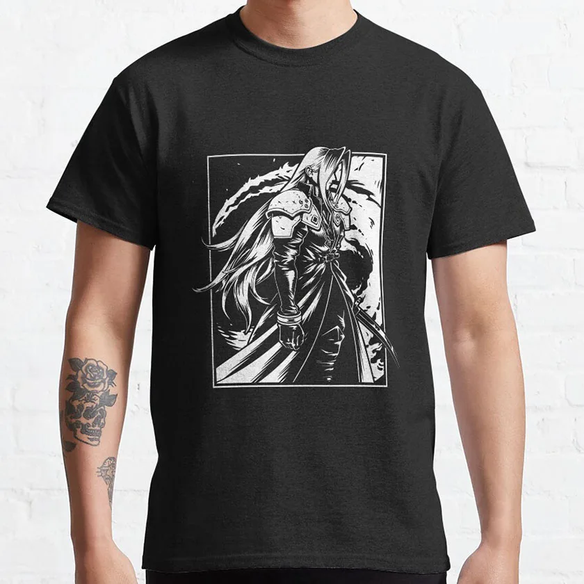 

Vintage video game Final Fantasy Sephiroth The Man graphic t shirts for men large size Men's clothing 100% cotton printed tops