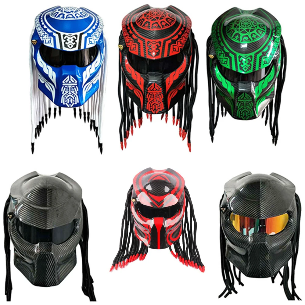 Cool Motorcycle rider helmet personalized Predator carbon fiber helmet retro Alien motorcycle full helmet for men Casco Moto NEW