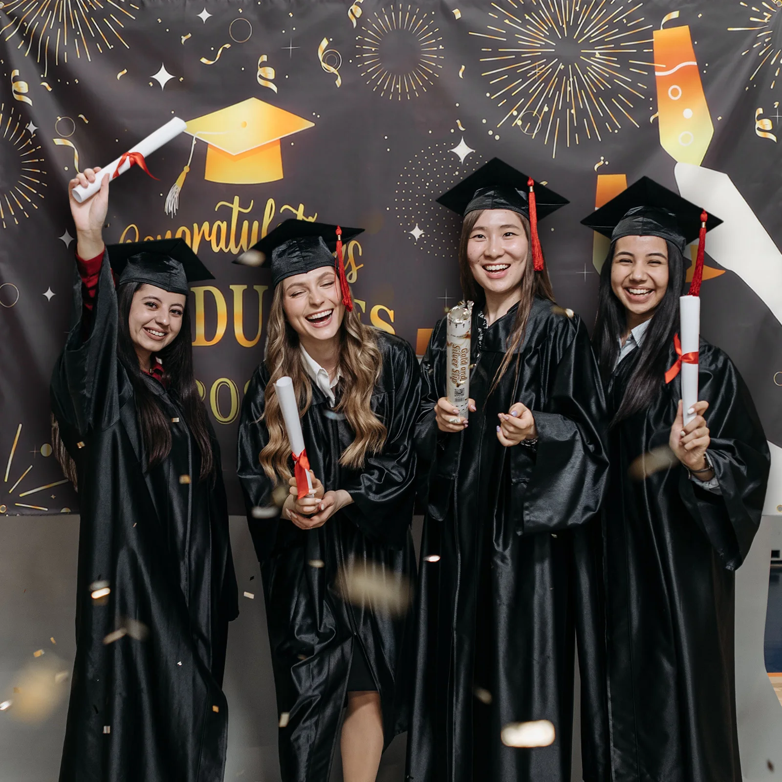 

Graduation Season Banner 115x180cm Polyester Background Party Decoration Congrats Backdrop Hanging Prop Fade Resistant