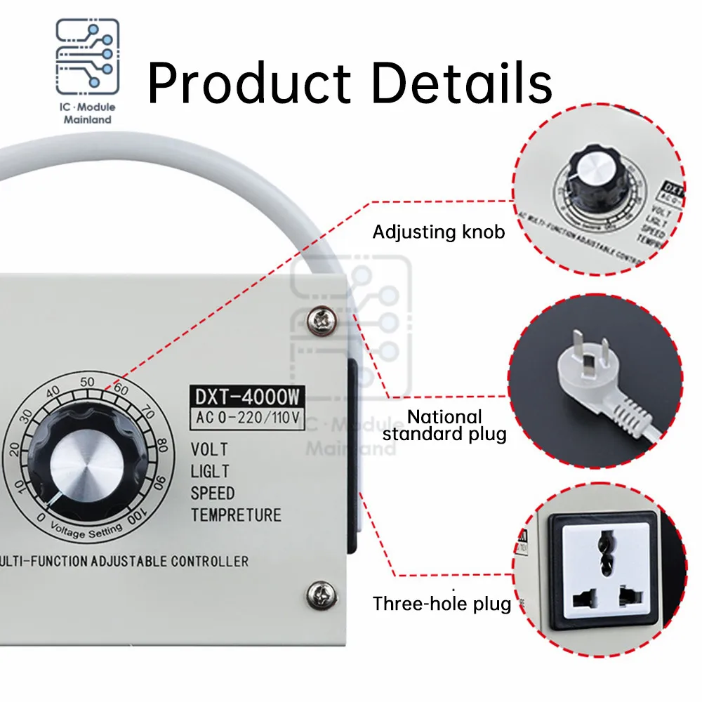 Adjustable Voltage Regulator 4000W AC220V/AC110V High Power Thyristor Regulator Temperature Voltage Controller