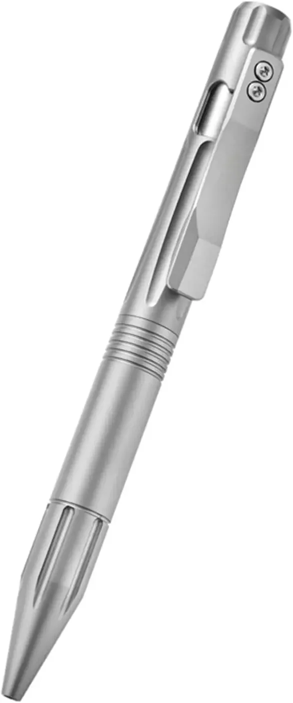 FEGVE Hamans Titanium Bolt Action Pen Ballpoint Pen Writing Pen with Pocket Clip Refillable Compact Size