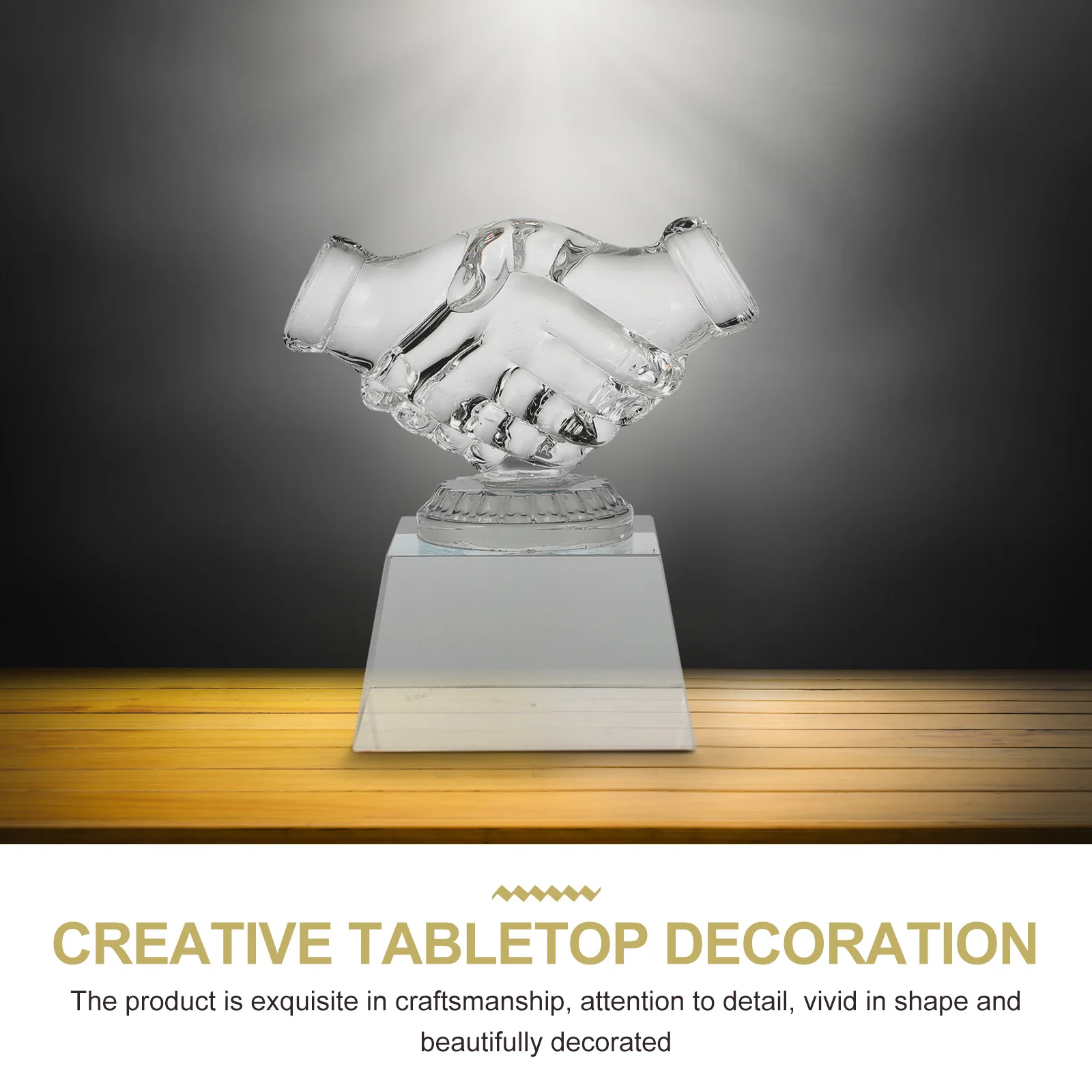 

Delicate Crystal Trophy Transparent Award Trophy for Campus Activity Courtyard Decoration Hand-Shaped Desktop Decor Prized Item