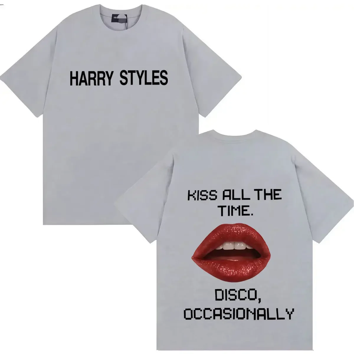 Harry Styles Kiss All The Time Disco Occasionally Hip Hop Print T-Shirt Crewneck Cozy Men Short Sleeve T-shirts Teenagers Unisex