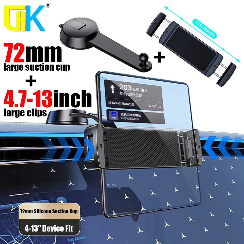 HKGK Universal Car Phone Holder Mount Dashboard Windshield Cell Phone Holder Phone Stand for Car Fit for 4.7-13" Phone / Tablet
