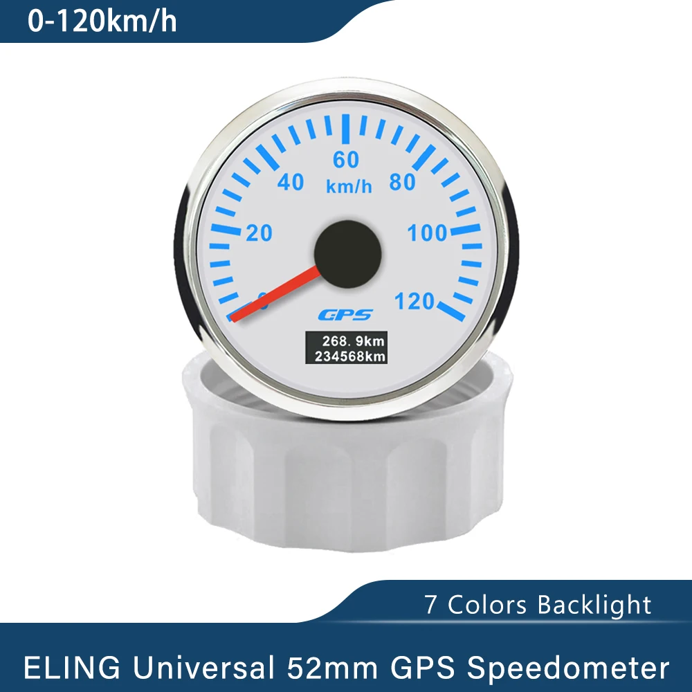 

Car Boat Universal 52mm GPS Speedometer 0-30km/h 0-80KM/H 200kmh Odometer Tripmeter with GPS Antenna 7 Colors Backlight 12V 24V