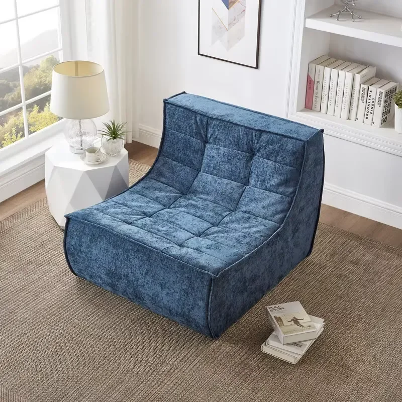 Modern Chenille Armless Bean Bag Chair Lounger Modular Ergonomic High Density Foam Waterproof Vacuum Compression Sofas for