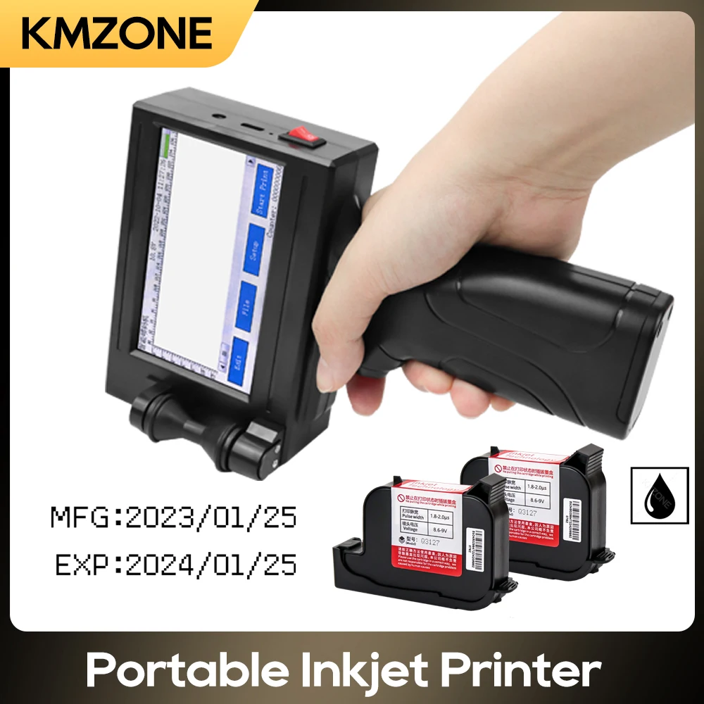 12.7mm Label Printer Handheld Inkjet Printer QR Bar Batch Code Date Number Logo Expiry Date Coding English Portable Machine