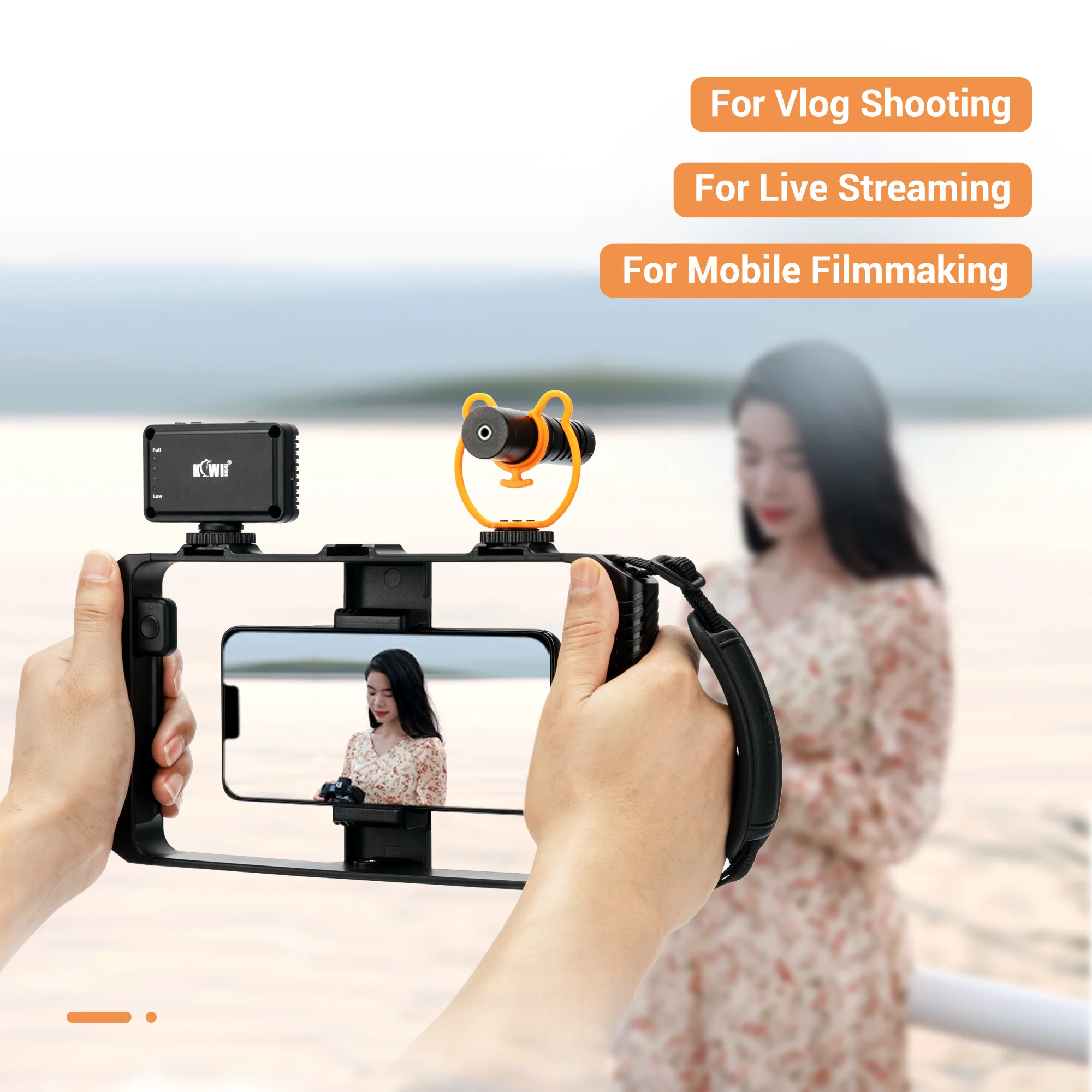 สมาร์ทโฟนวิดีโอ Rig ภาพยนตร์ทำกรงโทรศัพท์วิดีโอ Stabilizer ขาตั้งกล้องสำหรับ iPhone Android ด้วยรีโมทคอนโทรล